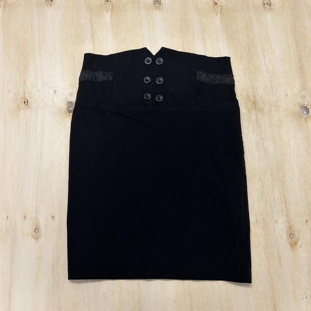 Valia Skirt Womens XL Black Solid Pencil Short Knee Length Stretch High Waist